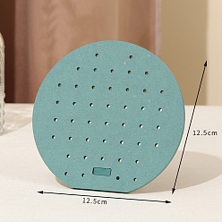 Средний Аквамарин Бархатные стойки для сережек, дисплей ювелирных изделий стойки, с деревом, круглые, средний аквамарин, 12.5x12.5 см