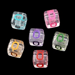 Letter O Европейский бусы акриловые, бусины с большим отверстием, кубические, Письмо O, 9.5~10x9x9 мм, отверстие : 4 мм