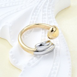 Платиновый & Золотой Латунные кольца-манжеты для женщин, слеза, без кадмия и без свинца, платиной и золотом, внутренний диаметр: 17 мм