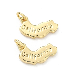 Настоящее золото 18K Латунные подвески, самородки со словами «калифорнийские украшения», долговечный, стойки покрытие, без свинца и без кадмия, реальный 18 k позолоченный, 11x17x2.5 мм, Перейти кольцо: 5x1 мм, 3 мм внутренним диаметром