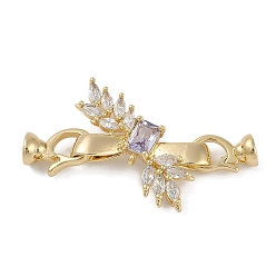 Золотой Латунное микропейв, прозрачный кубический цирконий, складные застежки, бантом, золотые, 48x25x6.5 мм, отверстие : 1.4 мм