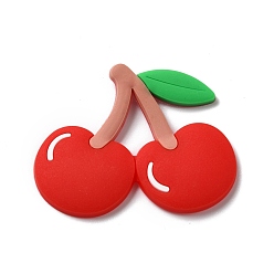 Red PVC Cabochons, Imitation Fruit, Cherry, Red, 39x50x3.5mm
