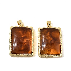 Rectangle Подвески латуни cmолы, без кадмия и без свинца, долговечный, стойки покрытие, реальный 18 k позолоченный, цветочный белый, прямоугольный шарм, 27x19x8 мм, отверстие : 5x3.5 мм