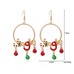 Christmas Bell Серьги из нового сплава, с эмалью, акрилом и смолой, золотые, Рождественский колокольчик, 76x35 мм