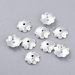 Серебро 201 из нержавеющей стали шарик крышки, мульти-лепесток, цветок, серебряные, 11x3 мм, отверстие : 1.4 мм