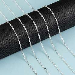 Silver Iron Cable Chains, Unwelded, with Spool, Flat Oval, Popular for Jewelry Making, Important Decoration, Silver Color Plated, 3x2x0.6mm, about 328.08 Feet(100m)/roll