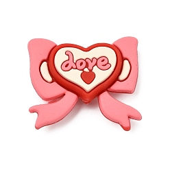 Сердце Пищевые экологически чистые силиконовые фокусные шарики, розовые, сердце, 27x31x9.5 мм, отверстие : 2 мм