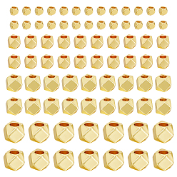 Настоящее золото 18K 120шт 4 стиль латунные кубические бусины, реальный 18 k позолоченный, 2~5x2~5x2~5 мм, отверстие: 1~2.1мм. 30шт/стиль
