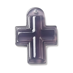 Dark Slate Blue Translucent Resin Pendants, Religion Cross Charms, Dark Slate Blue, 36.5x26x7mm, Hole: 1.8mm