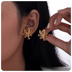 Золотой 304 из нержавеющей стали серьги, омар, золотые, 26x20.5 мм