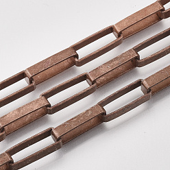 Красная Медь Цепи из несваренного железа, Плоско-овальные, тянутые удлиненные кабельные цепи, с катушкой, Красная медь, 19x7x4 мм, около 32.8 футов (10 м) / рулон