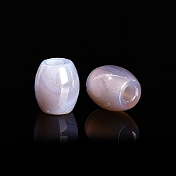 Серый агат Натуральный серый агат бусины-бочонки с большим отверстием, Европейский бисером, 18x16 мм, отверстие : 6 мм