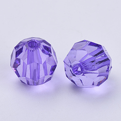 Blue Violet Transparent Acrylic Beads, Faceted, Round, Blue Violet, 16x15.5mm, Hole: 2.4mm, about 233pcs/500g