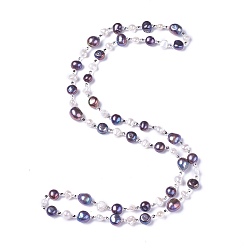 Colorful Natural Pearl Beaded Necklaces, with Glass Seed Beads, Colorful, 30.7 inch(78cm)