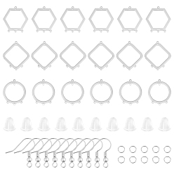 Нержавеющая Сталь Цвет Наборы для изготовления сережек-люстр из нержавеющей стали своими руками 304, в том числе звенья компонентов люстры, прыжковые кольца и крючки для сережек, разнообразные, цвет нержавеющей стали, ссылки: 18 шт. в коробке