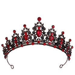 Рубин Ободки для волос с короной из сплава и стразами, аксессуары для волос для девочек, женщин, украшение для вечеринки, рубин, 140 мм