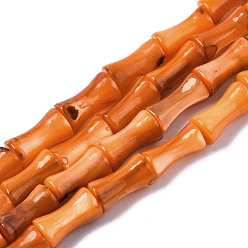 Tomato Natural Freshwater Shell Beads Strands, Dyed, Bamboo Stick, Tomato, 8x4.5x4.5mm, Hole: 0.7mm, about 45~48pcs/strand, 14.61~15.51 inch(37.1~39.4cm)