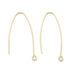 Настоящее золото 18K Латунные крючки для сережек, без кадмия, без никеля и без свинца, провод уха, реальный 18 k позолоченный, 39.5x15.5x0.8 мм, отверстие : 2 мм, штифты : 0.8 мм