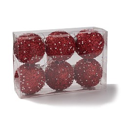 (123L) Белый крем непрозрачный блеск Рождественский шар из пенопласта и пластиковой имитации жемчужной подвески, для подвесных украшений на елку, огнеупорный кирпич, 141~150x80~82 мм, 6 шт / коробка