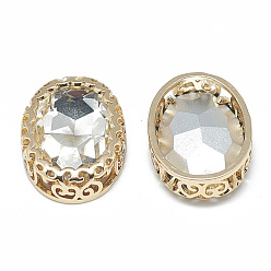 Кристалл Шить на горный хрусталь, многожильных ссылки, стекло горный хрусталь, с легкими золотыми тонами латуни, аксессуары для одежды, овальные, кристалл, 21x16x7 мм
