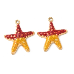 Морская звезда 304 нержавеющей стальной эмали подвески, ионное покрытие (ip), реальный 18 k позолоченный, морская звезда, 25x22x4 мм, отверстие : 1.6 мм