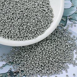 (RR194) Palladium Plated MIYUKI Round Rocailles Beads, Japanese Seed Beads, 11/0, (RR194) Palladium Plated, 2x1.3mm, Hole: 0.8mm, about 1100pcs/bottle, 10g/bottle