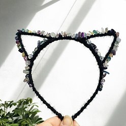 Флюорит Резинки для волос из натурального флюорита, резинки для волос кошачий глаз, для женщин девушек, 170x150 мм