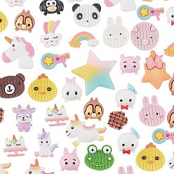 Mixed Color Cartoon Resin Cabochons, Mixed Shapes, Mixed Color, 100pcs/bag