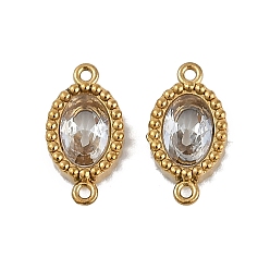 Прозрачный Ионное покрытие (ip) 304 овальные звенья из нержавеющей стали с кубическим цирконием, подвески-подвески, реальный 18 k позолоченный, прозрачные, 12.5x6.5x2.5 мм, отверстие : 0.8 мм