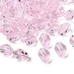 Pink К 9 стекло, имитация Австрийские кристаллические шарики, класс AAA, граненые, двухконусные, розовые, 6x8 мм, отверстие : 0.7~0.9 мм