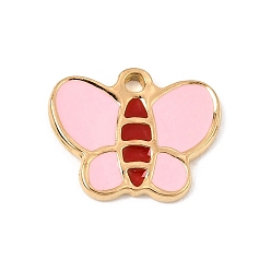 Golden 304 Stainless Steel with Pink Enamel Charms, Butterfly Charms, Golden, 11.5x14x1.5mm, Hole: 1.5mm
