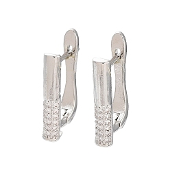 Платина Покрытие стойки из латуни с фурнитурой для сережек-обручей с кубическим цирконием, запереть, долговечный, без свинца и без кадмия, платина, 18 датчик, 19.5x10.7x3.2 мм, штифты : 1 мм