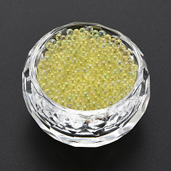 Yellow DIY 3D Nail Art Decoration Mini Glass Beads, Tiny Caviar Nail Beads, AB Color Plated, Round, Yellow, 2mm, about 450g/bag