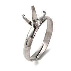 Нержавеющая Сталь Цвет 304 компоненты манжетного кольца из нержавеющей стали, 4 настройки кольца зубца когтя, лоток : 6x6 мм, 3 мм, внутренний диаметр: 17 мм