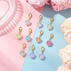 (52) Непрозрачная лаванда Подвески в форме сердца из прозрачной смолы, Сплав с застежками когтя омара, разноцветные, 26 мм