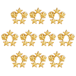 Золотой 10 шт. Звездообразные литые булавки для лацканов одежды рюкзака, золотые, 29x29 мм