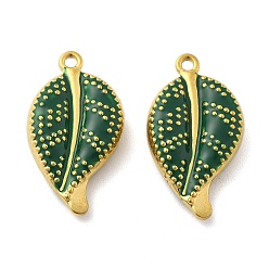 Зеленый 304 подвески из нержавеющей стали, с эмалью, очарование листа, ионное покрытие (ip), реальный 18 k позолоченный, зелёные, 24x13.5x5.5 мм, отверстие : 1.5 мм