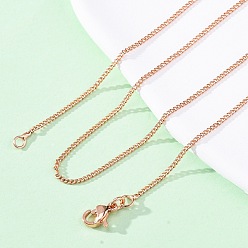 Розовое Золото Латунные цепочки панцирного плетения ожерелья для женщин, 304 из нержавеющей стали застежкой омар, стойки покрытие, без свинца и без кадмия, долговечный, розовое золото , 23.70 дюйм (60.2 см)