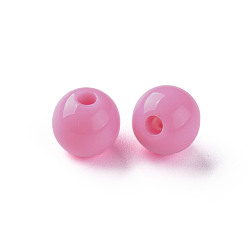 Hot Pink Opaque Acrylic Beads, Round, Hot Pink, 8x7mm, Hole: 2mm, about 1745pcs/500g