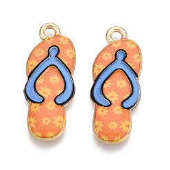 Светло-Коралловый Подвески из эмали и сплава, стойки покрытие, шарм вьетнамки, золотой свет, свет коралловый, 30.2x12x2 мм, отверстие : 2 мм