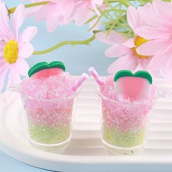Pink Светящиеся подвески смолы, прелести для ледяных фруктовых напитков, имитация еды, светится в темноте, розовые, 35x44 мм