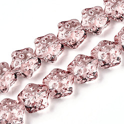 Розово-Коричневый Прозрачные стеклянные бусины нити, звезда, розово-коричневый, 14~14.5x15x9~9.5 мм, отверстие : 1 мм, около 45 шт / нитка, 24.80~26.1'' (63~65.25 см)
