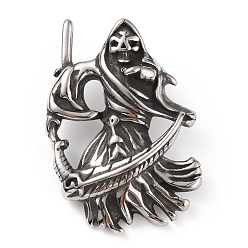 Antik Silber Farbe 304 Edelstahl Anhänger, Gott des Todes Charme, Antik Silber Farbe, 44.5x32x16 mm, Bohrung: 9x5 mm