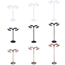 Mixed Color Solid Iron Plating Earring Display Stand Sets, Mixed Color, 1-3/8x2-3/4x3-3/4 inch(3.5x7.1x9.6cm), 3pcs/set, 3 colors, 1set/color, 3sets