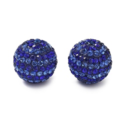 Сапфир Полосатый узор полимерная глина стразы бусины, круглые, дискотечный шар бисер, сапфир, 16x15.5 мм, отверстие : 1.5 мм