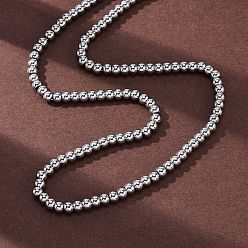 Нержавеющая Сталь Цвет 4мм цельные круглые 304 ожерелья из нержавеющей стали с бусинами, не тускнеет, цвет нержавеющей стали, 16.73 дюйм (42.5 см)