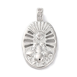 Платина Латунные подвески с прозрачными кубическими цирконами, овал с подвесками в виде насекомых, без кадмия, без никеля и без свинца, платина, 23x12.5x4 мм, отверстие : 3x1.6 мм