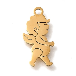 Золотой 201 подвески из нержавеющей стали, ангельские прелести, золотые, 16x8x1 мм, отверстие : 1.5 мм