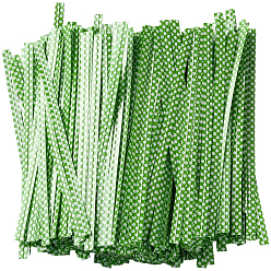Светло-зеленый 500 шт. пластиковые проволочные стяжки в горошек для животных, упаковочные материалы для подарочных пакетов, праздничные кейк-попсы, художественный промысел, светло-зеленый, 100x4x0.5 мм