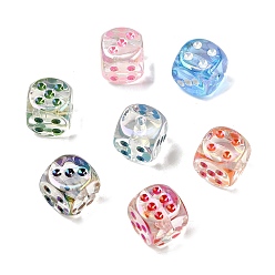 (52) Непрозрачная лаванда Уф-покрытие прозрачные акриловые бусины, игральная кость, с эмалью, разноцветные, 14x14.5x14.5 мм, отверстие : 2.5 мм